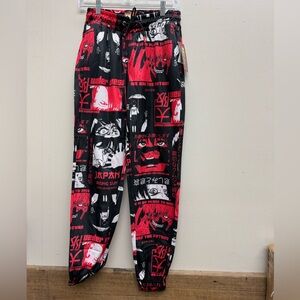 Anime Graphic Black and Red Joggers